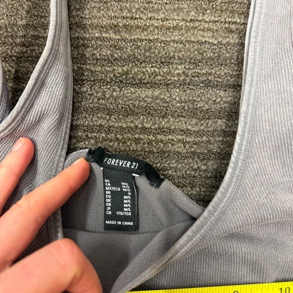 Forever 21 Gray Washed Ribbed Sleeveless Tank Romper Workout One Piece - Picture 4 of 7